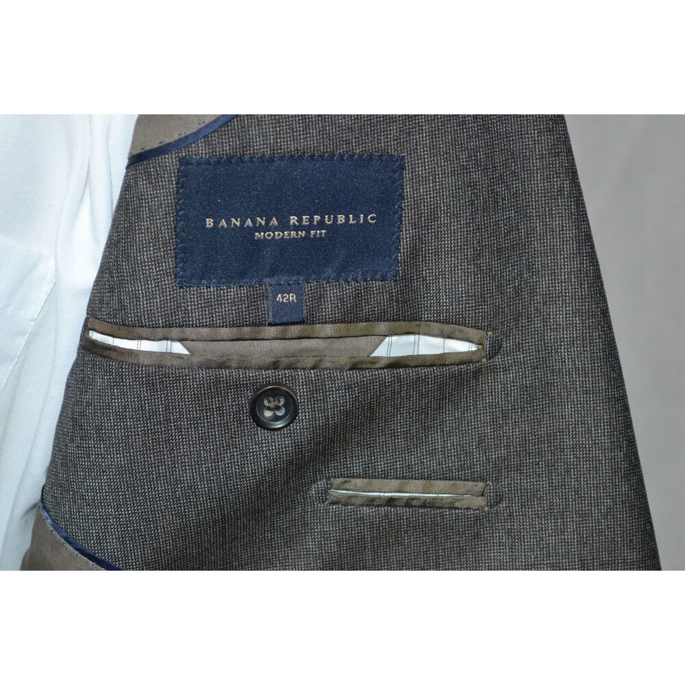 Banana Republic 100% Wool Blazer Suit Jacket Grey Charcoal Men's Modern Fit 42R‎ - Picture 15 of 16